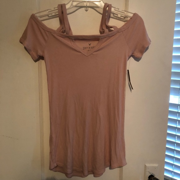 American eagle ribbed peek a boo shoulder tank - Picture 2 of 5
